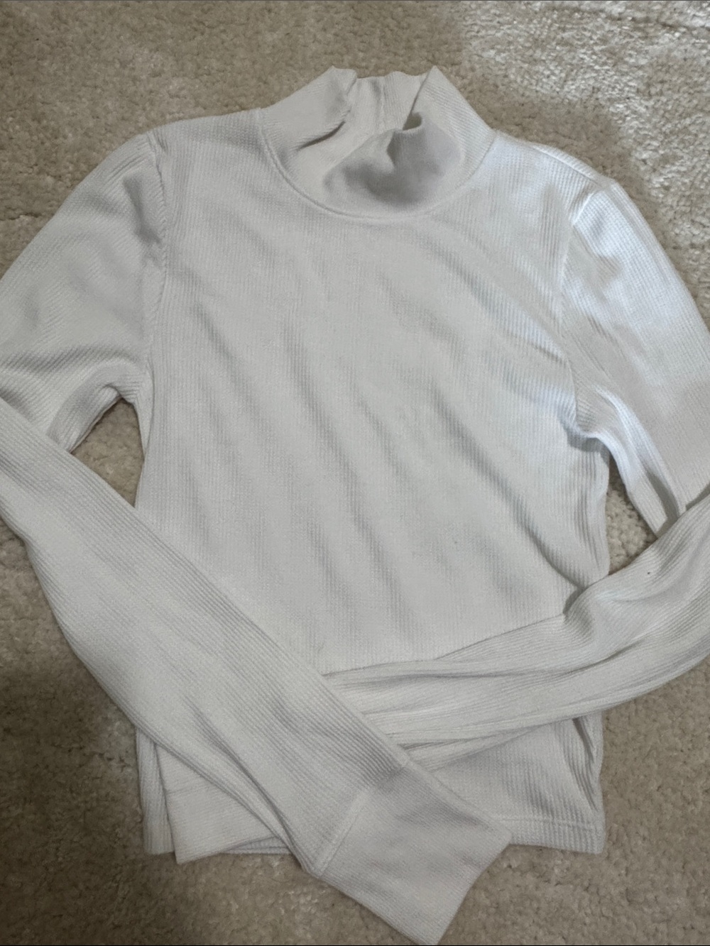 American Eagle Outfitters Cream Ribbed Turtleneck Sweater